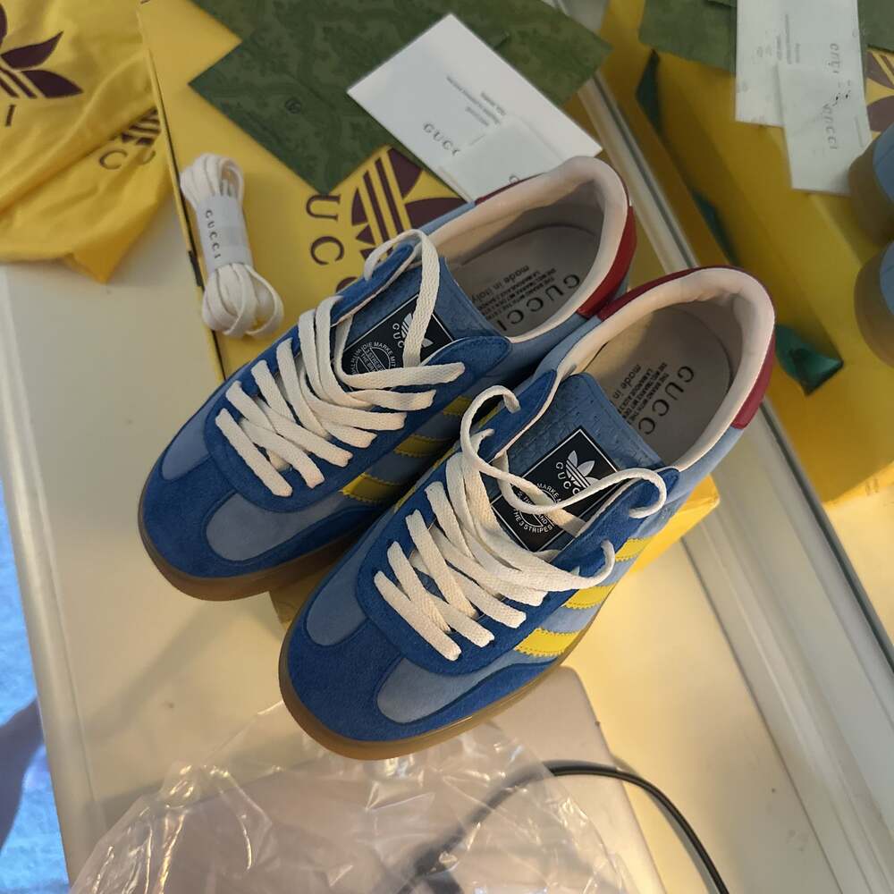 Adidas x Gucci Gazelle Light Blue Suede Sneakers